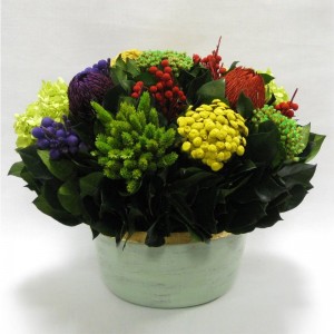 Rosdorf Park Mixed Floral Centerpiece in Small Wooden Round Container BVZ1169